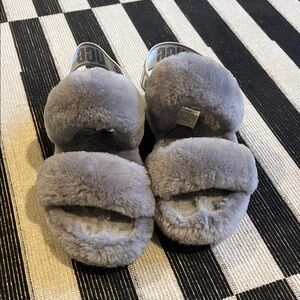 UGG Gray Fluffy Slippers